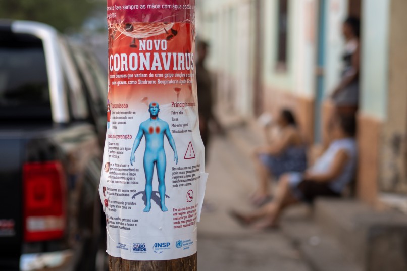 Coronavirus prevention poster in São Nicolau, Cabo Verde.