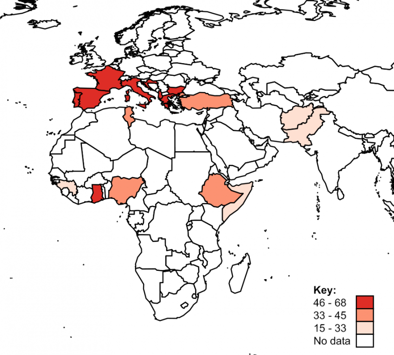 Map of EUP's countries of interest