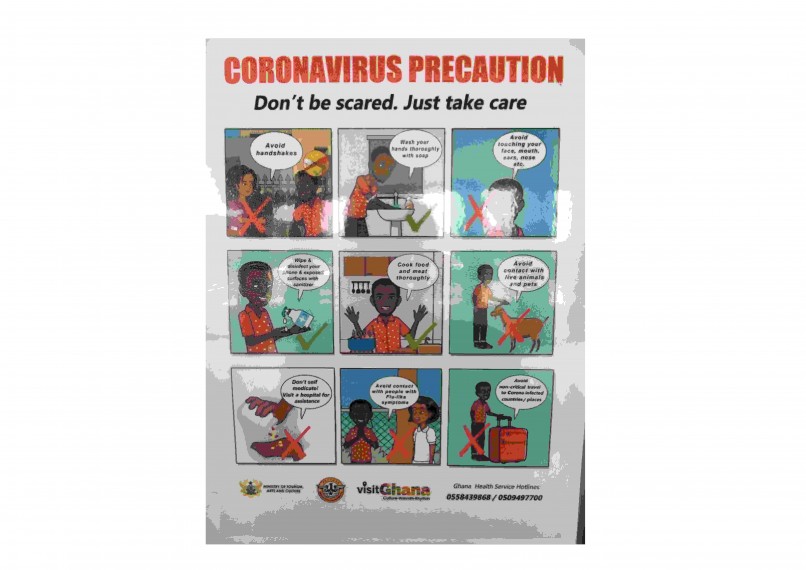 COVID-19 public health campaign poster in Ghana.