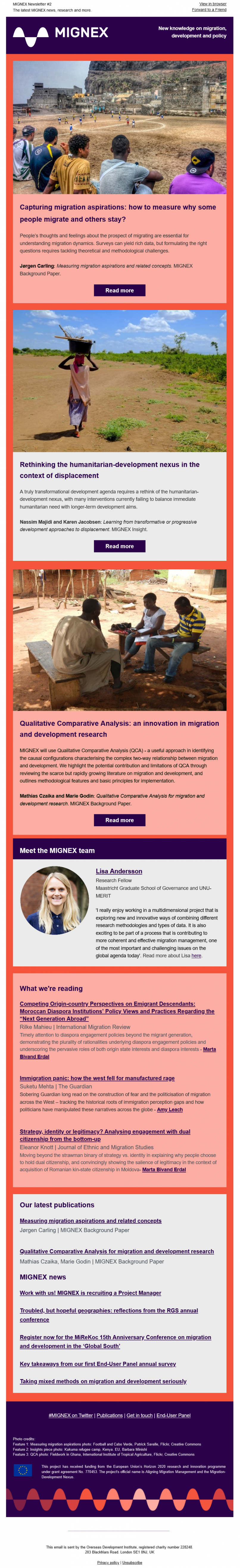 Screen capture of MIGNEX newsletter #2