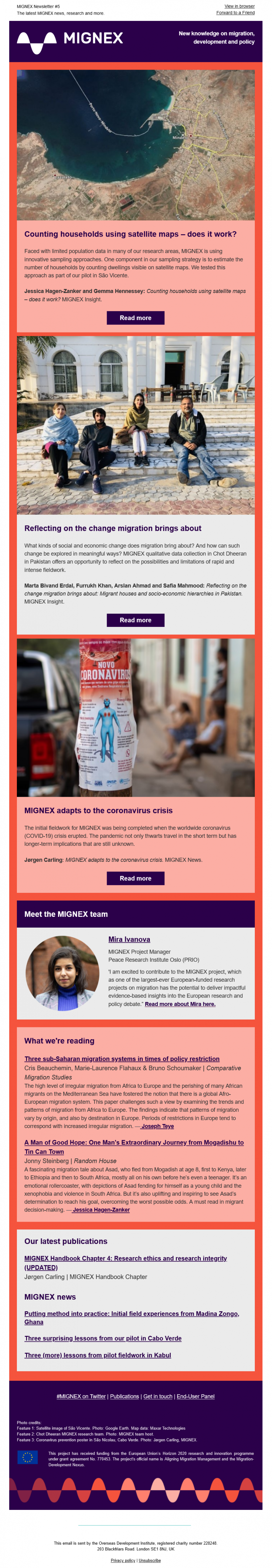 Screen capture of MIGNEX newsletter 5