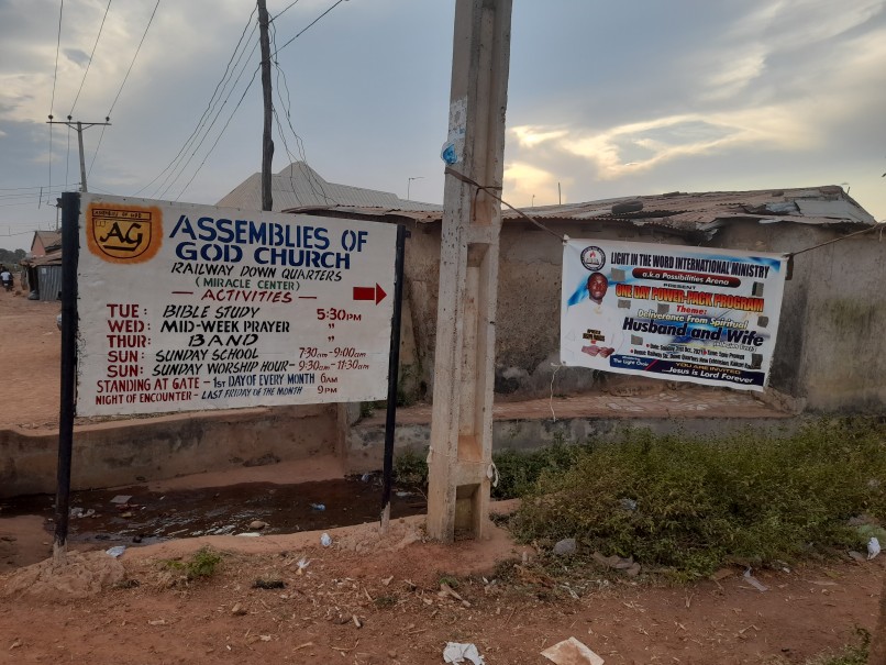   Church signage in Down Quarters